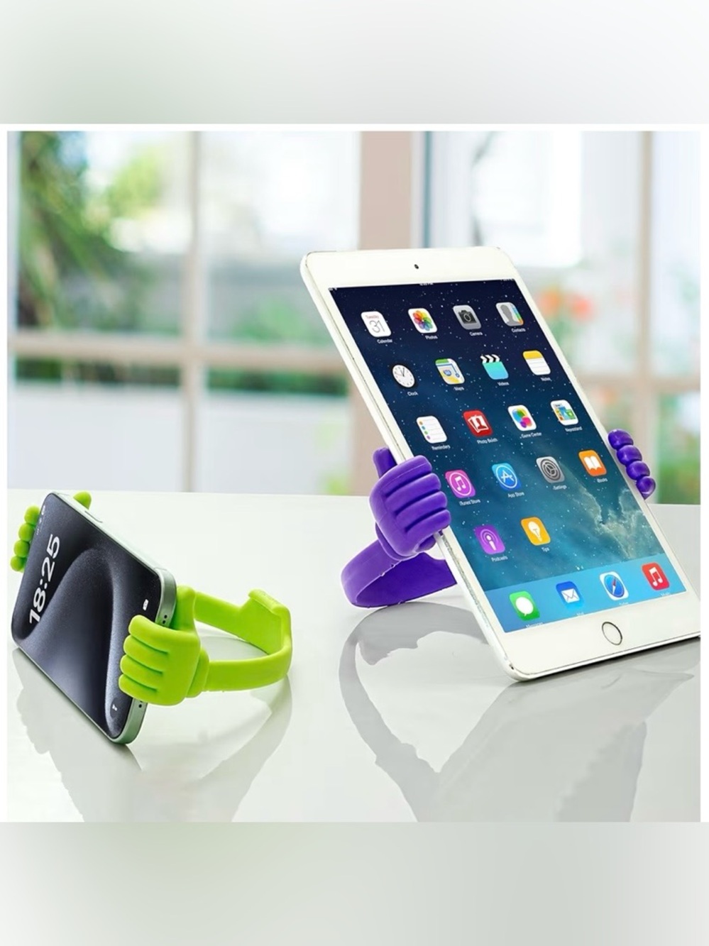 Thumb-Grip Silicone phone Holders - Purple & Neon Green bundle of two nwt - Picture 3 of 7